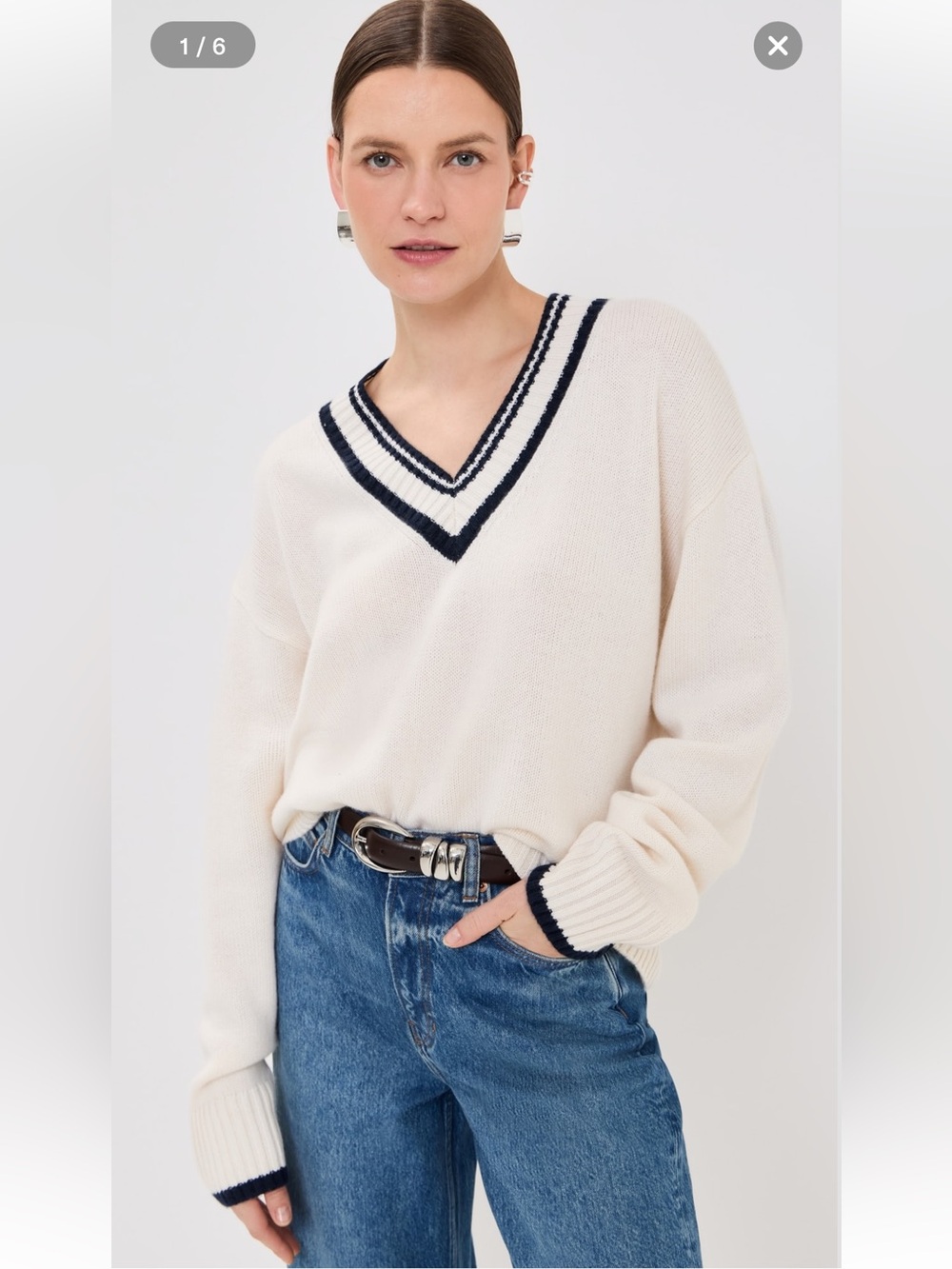 Reformation Jadey cashmere oversized v neck sweater size M